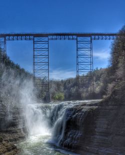 Low angle view of waterfall