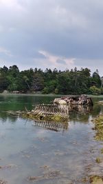 Scenic view of lake against sky