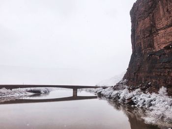 Scenic view of sea against sky during winter