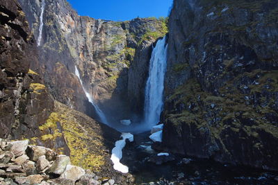 Scenic view of waterfall