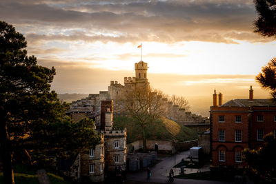 High angle view of buildings in city