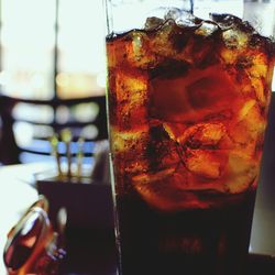 Close-up of beer in glass