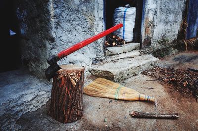 Axe in tree stump