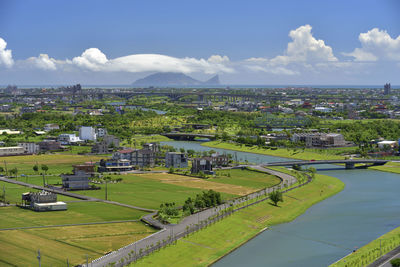 High angle view of landscape against sky