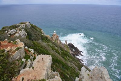 High angle view of rocks on beach