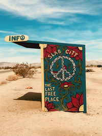  slab city information booth, the last free place located in california desert  