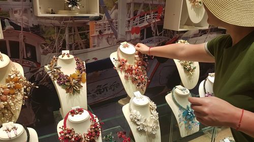 People at market stall