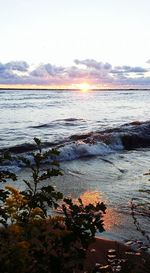 Scenic view of sunset over sea