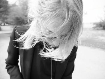 Close-up of girl standing outdoors