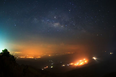 Scenic view of illuminated star field against sky at night