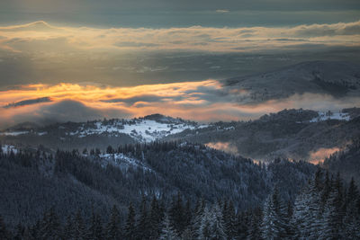 Mountain landscapes in the cold winter season from carpathians, romania.