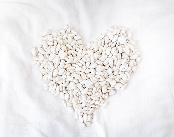 White beans in a heart shape