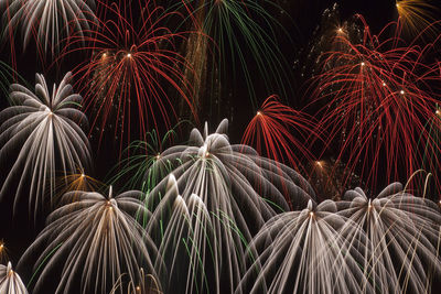 Low angle view of firework display at night