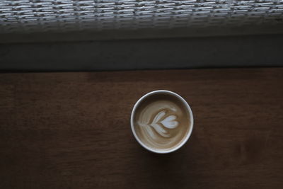 High angle view of coffee on table