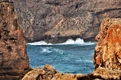 Scenic view of sea and rocks