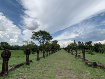 Scenic view of cemetery against sky