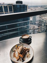 High angle view of coffee on table