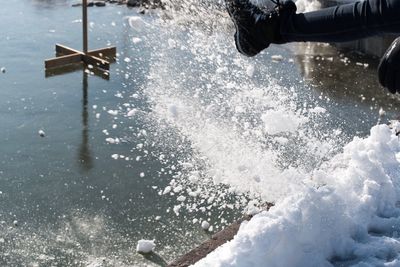 Man splashing water