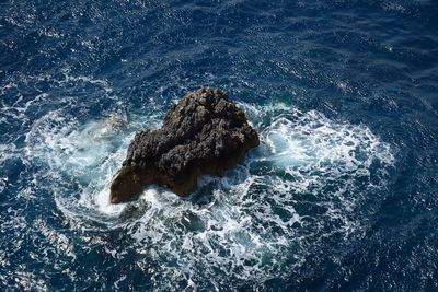 High angle view of sea waves