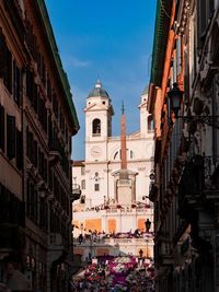 Low angle view of buildings in city