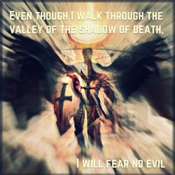 Digital composite image of text on cross