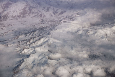 High angle view of snowcapped mountain