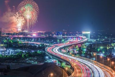 Illuminated city at night