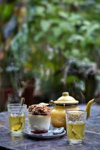 View of ice cream on table