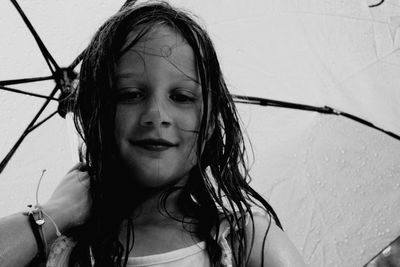 Close-up portrait of smiling girl