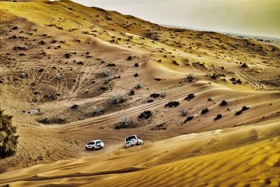 Aerial view of car on beach