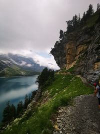 Scenic view of lake against sky