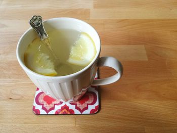 Tea cup on table