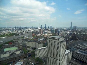 High angle view of cityscape against sky