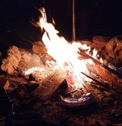 Close-up of bonfire at night