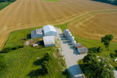 High angle view of agricultural field