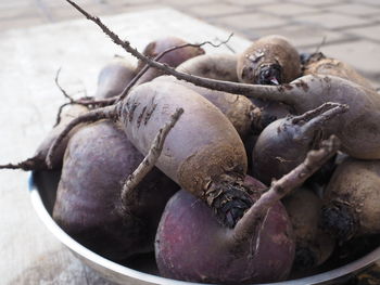 Close-up of beetroots in container