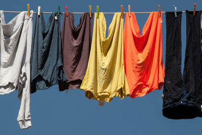 Low angle view of clothes drying