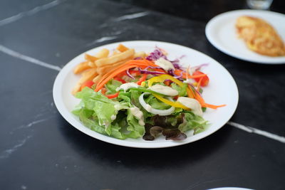 Close-up of food served in plate