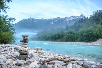 Scenic view of lake against mountains