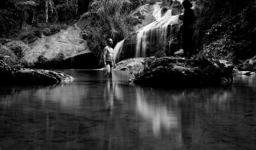 Scenic view of waterfall