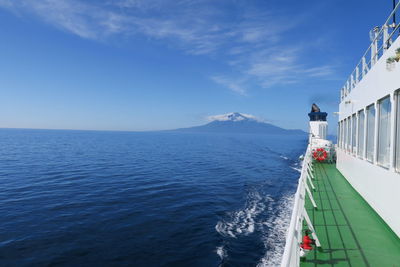 Scenic view of sea against blue sky