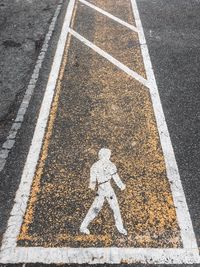 High angle view of zebra crossing on road