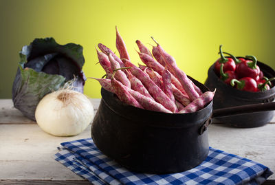 Close-up of food on table