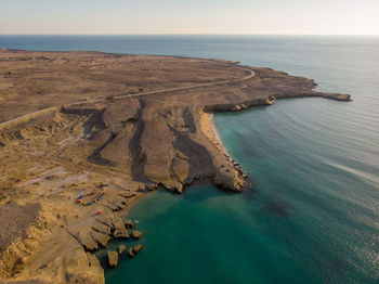 High angle view of sea against sky