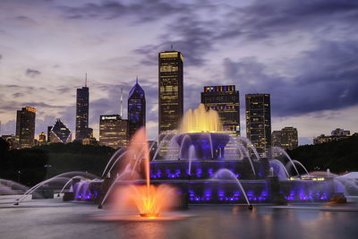 Illuminated city at night