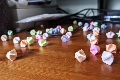 Close-up of candies on table