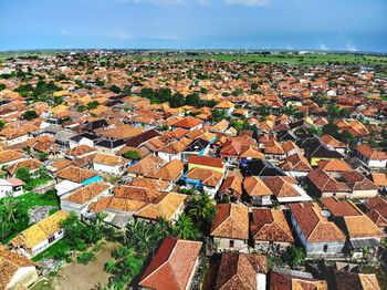 High angle view of townscape against sky