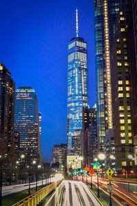 City lit up at night