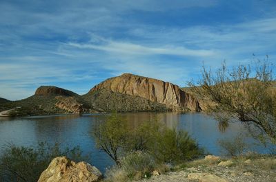 Scenic view of lake against sky