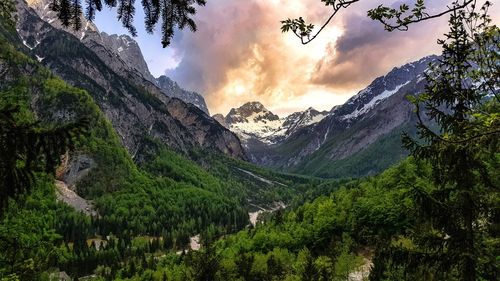 Panoramic view of landscape and mountains against sky